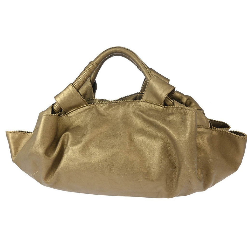 Loewe Anagram Logo Nappa Aire Hand Bag Leather Gold Leather Handbag (Authentic  )