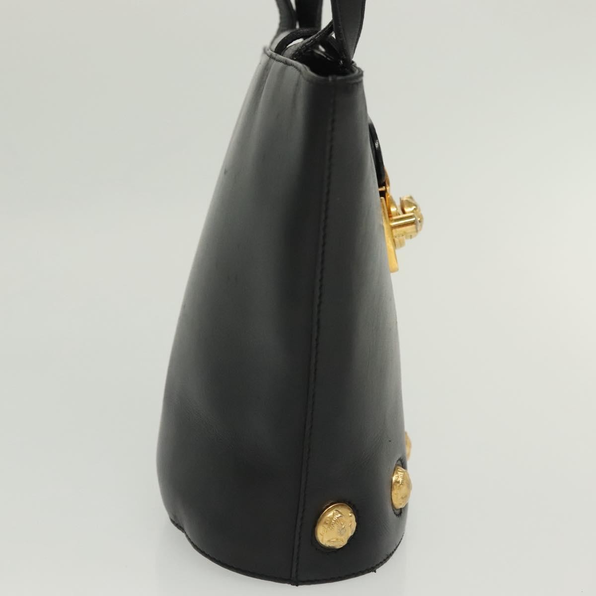 Salvatore Ferragamo Vintage Handbag Leather Black Leather Handbag (Authentic  )