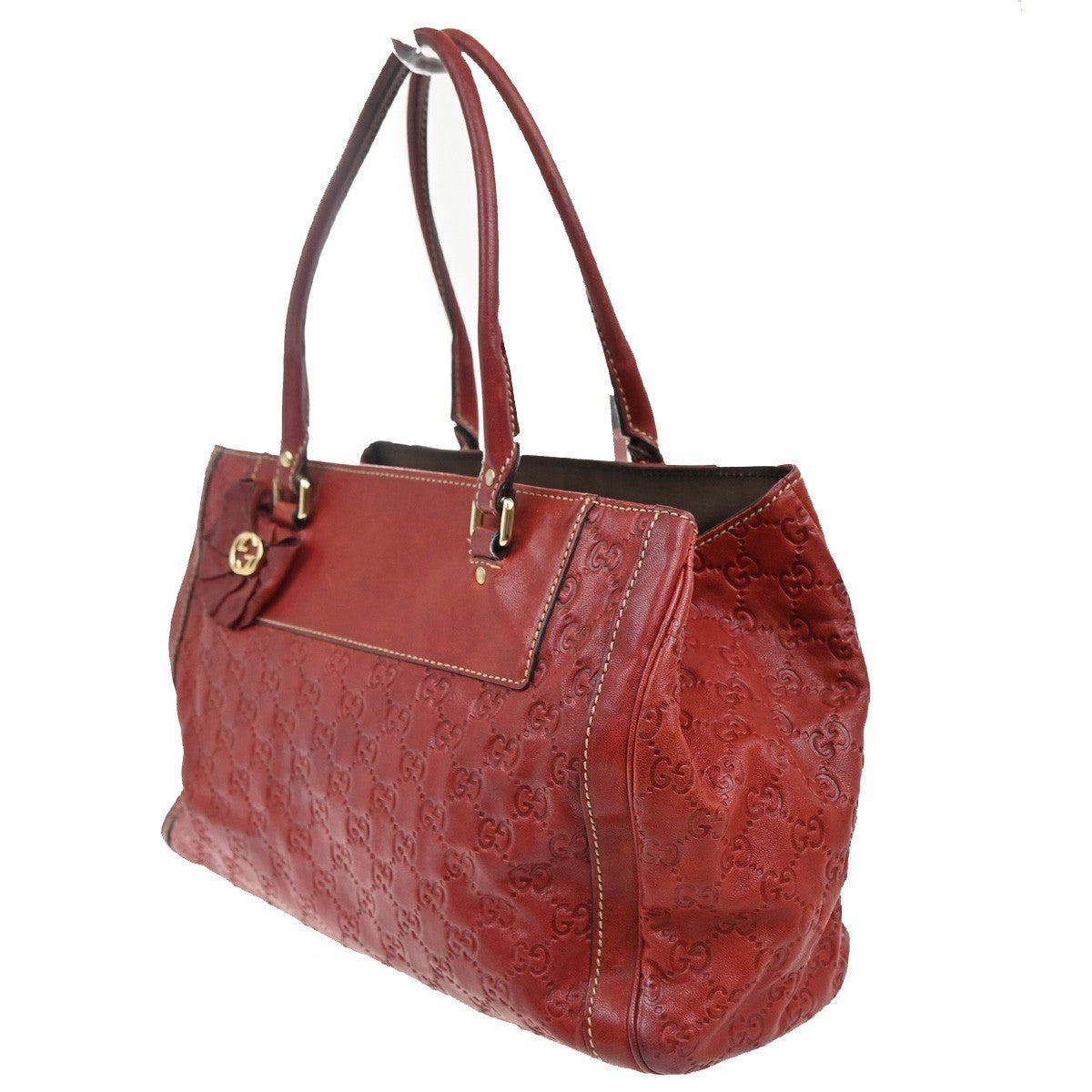 Gucci Vintage Handbag Leather Red Leather Handbag (Authentic  )