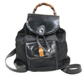 Gucci Vintage Bamboo Backpack Nylon And Patent Leather Black Nylon Backpack Bag (Authentic  )