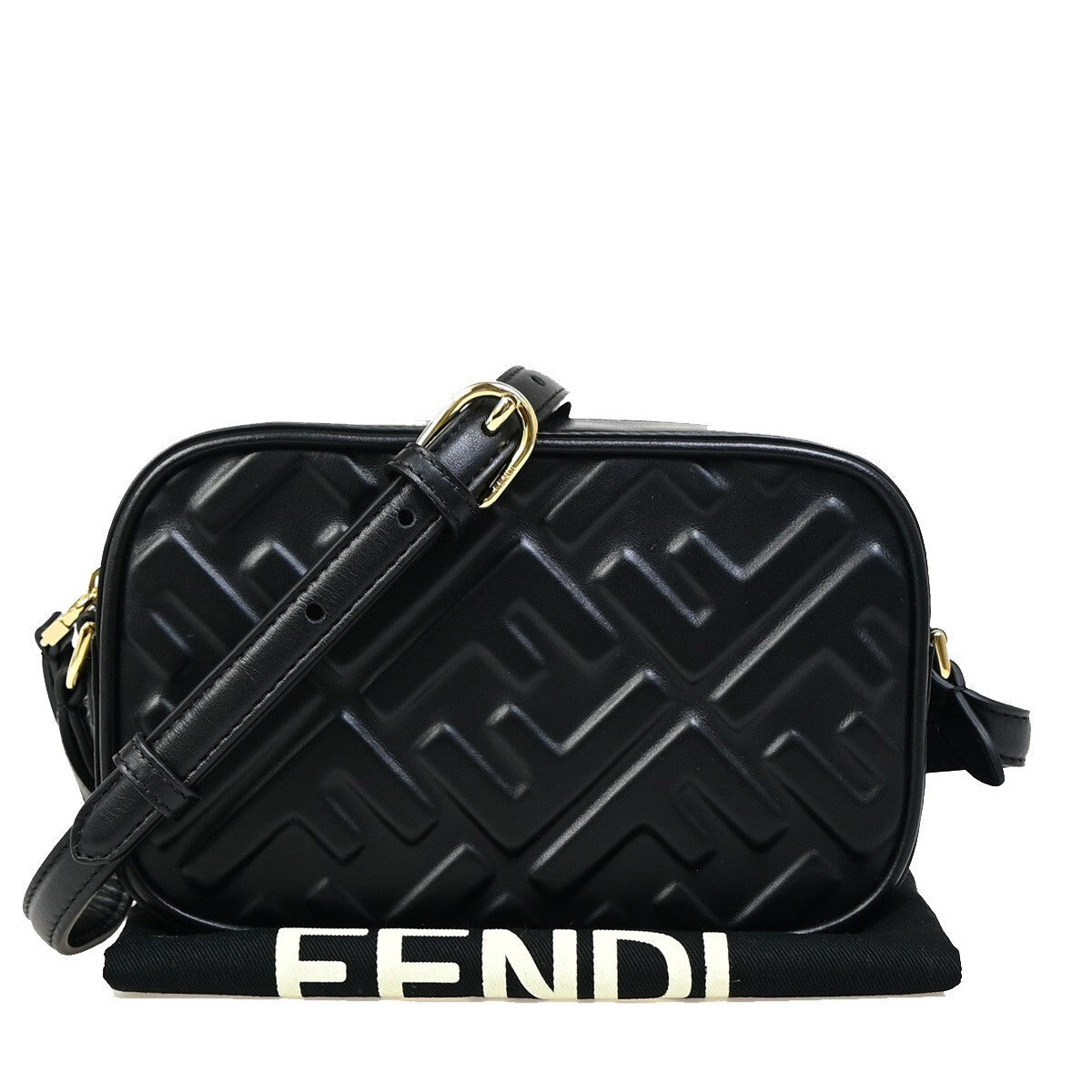 Fendi Camera Bag Zucca Embossed Leather Black Leather Handbag ( )