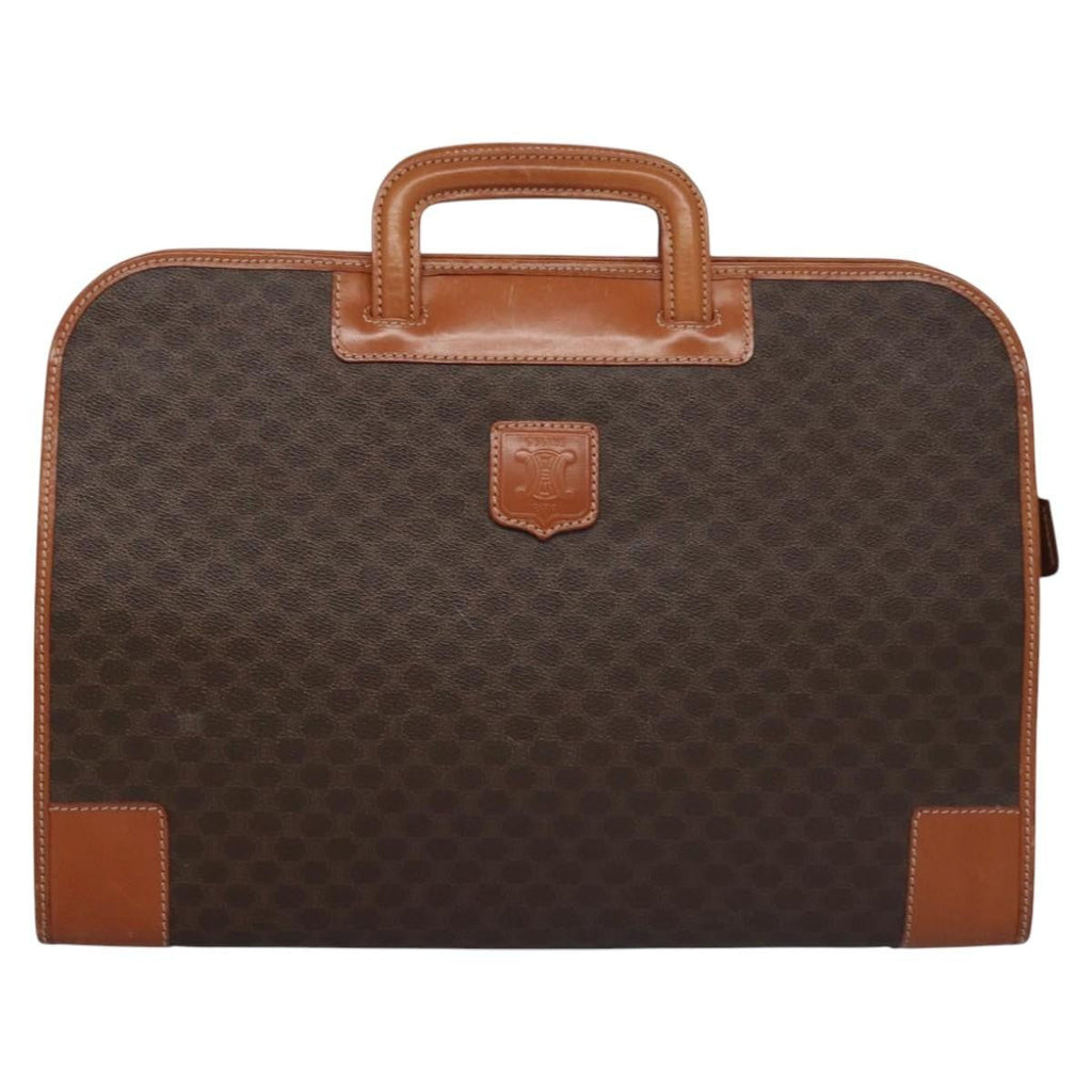 Celine Macadam Briefcase Canvas And Leather Brown Canvas Briefcase Bag (Authentic  )
