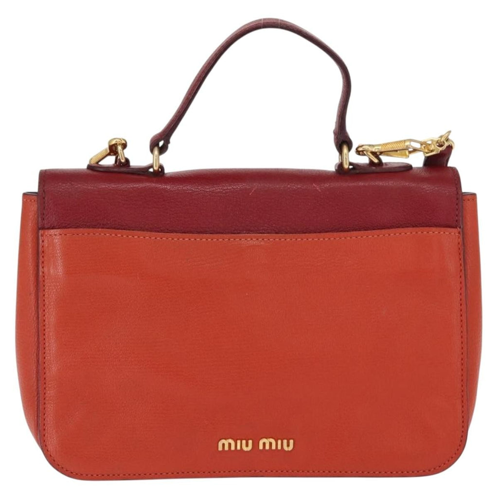 Miu Miu Madras Top Handle Bag Leather Red Leather Handbag (Authentic  )