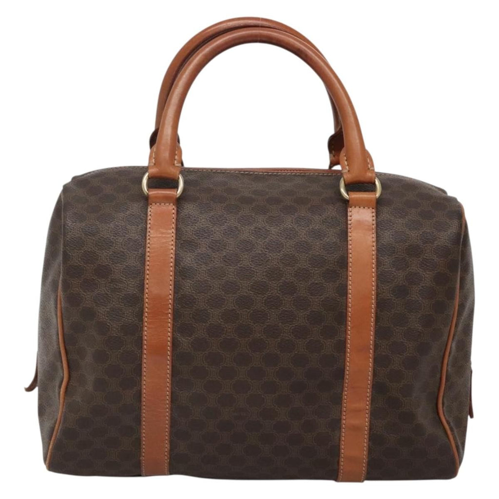 Celine Macadam Handbag Macadam With Leather Brown Canvas Bag (Authentic  )