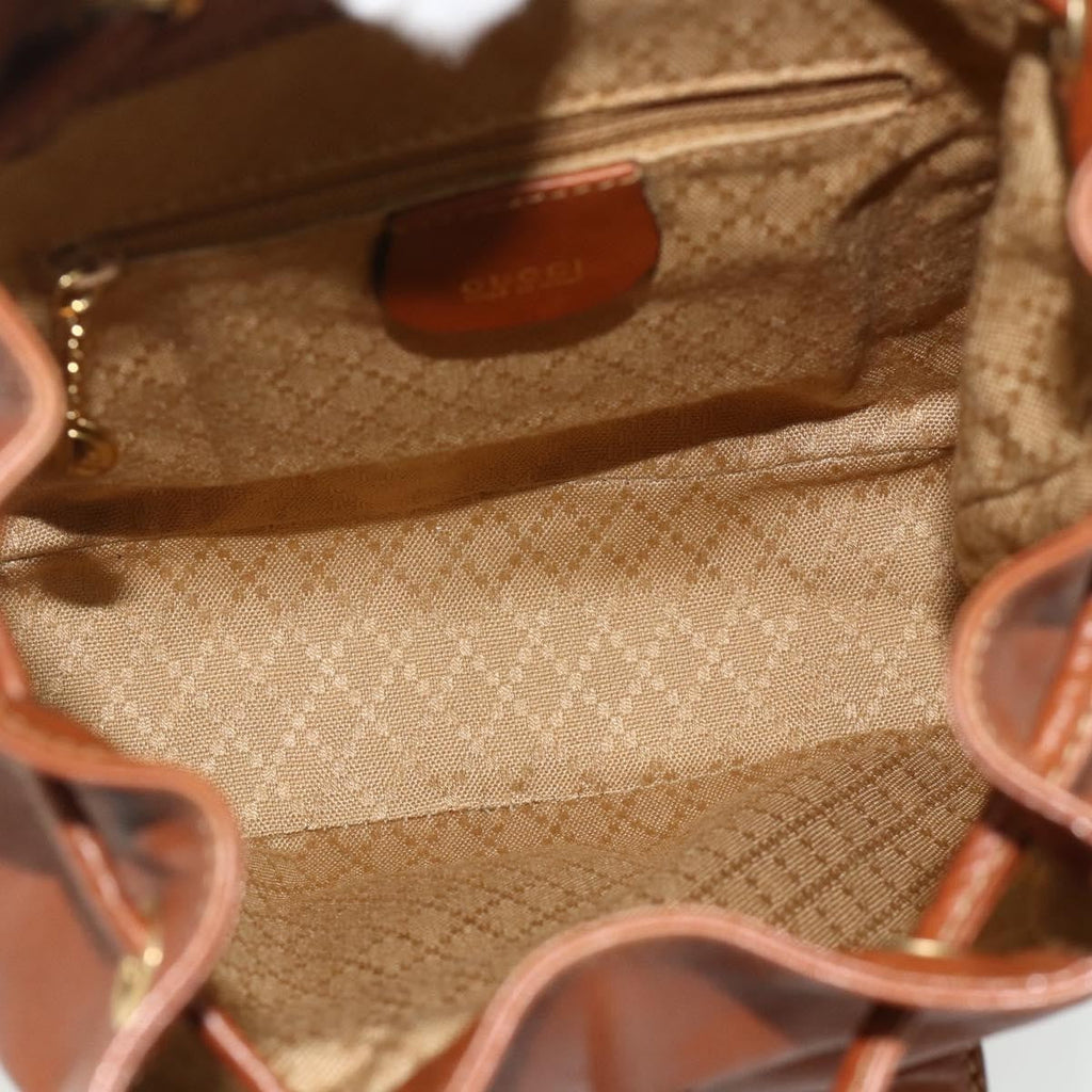 Gucci Vintage Bamboo Backpack Leather Brown Leather Backpack Bag (Authentic  )