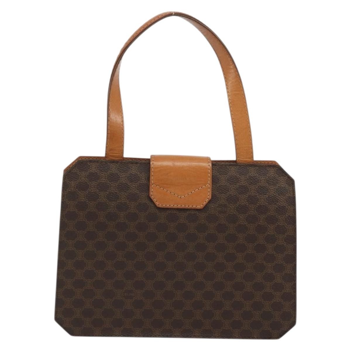 Celine Vintage Macadam Handbag Canvas Brown Canvas Handbag ( )