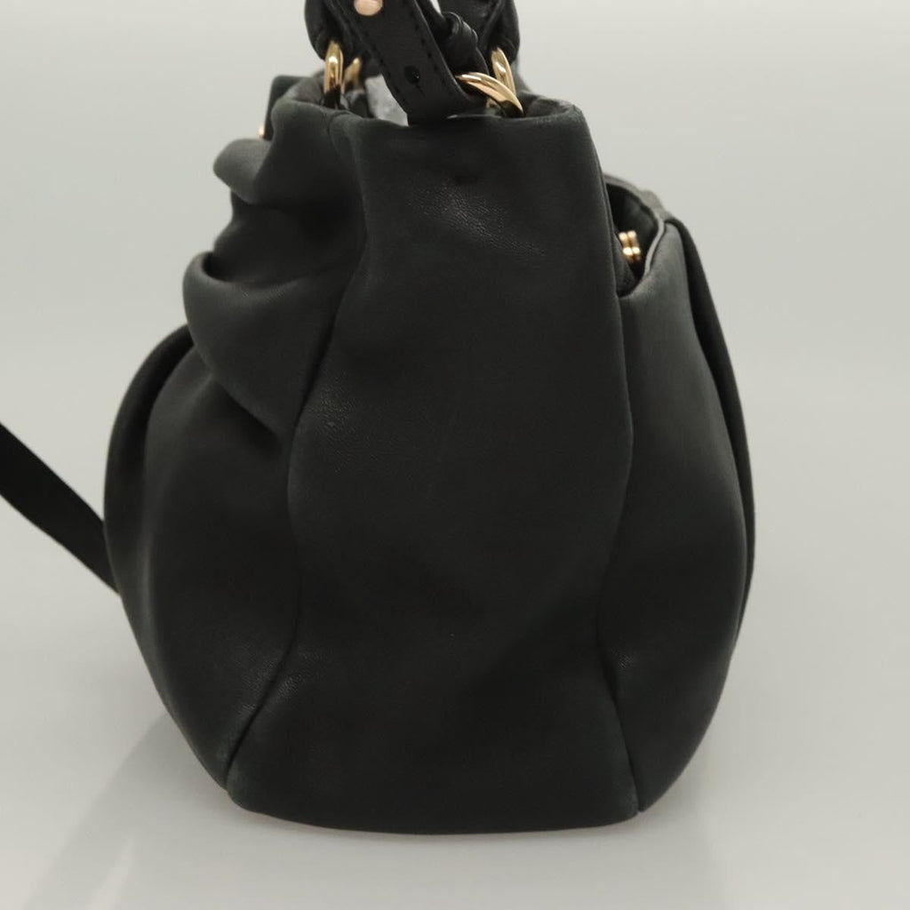Salvatore Ferragamo Vala Handbag Leather Black Leather Handbag (Authentic  )