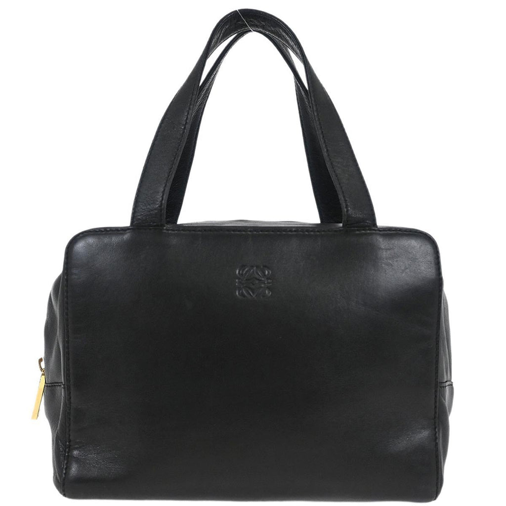 Loewe Anagram Handbag Leather Black Leather Handbag (Authentic  )