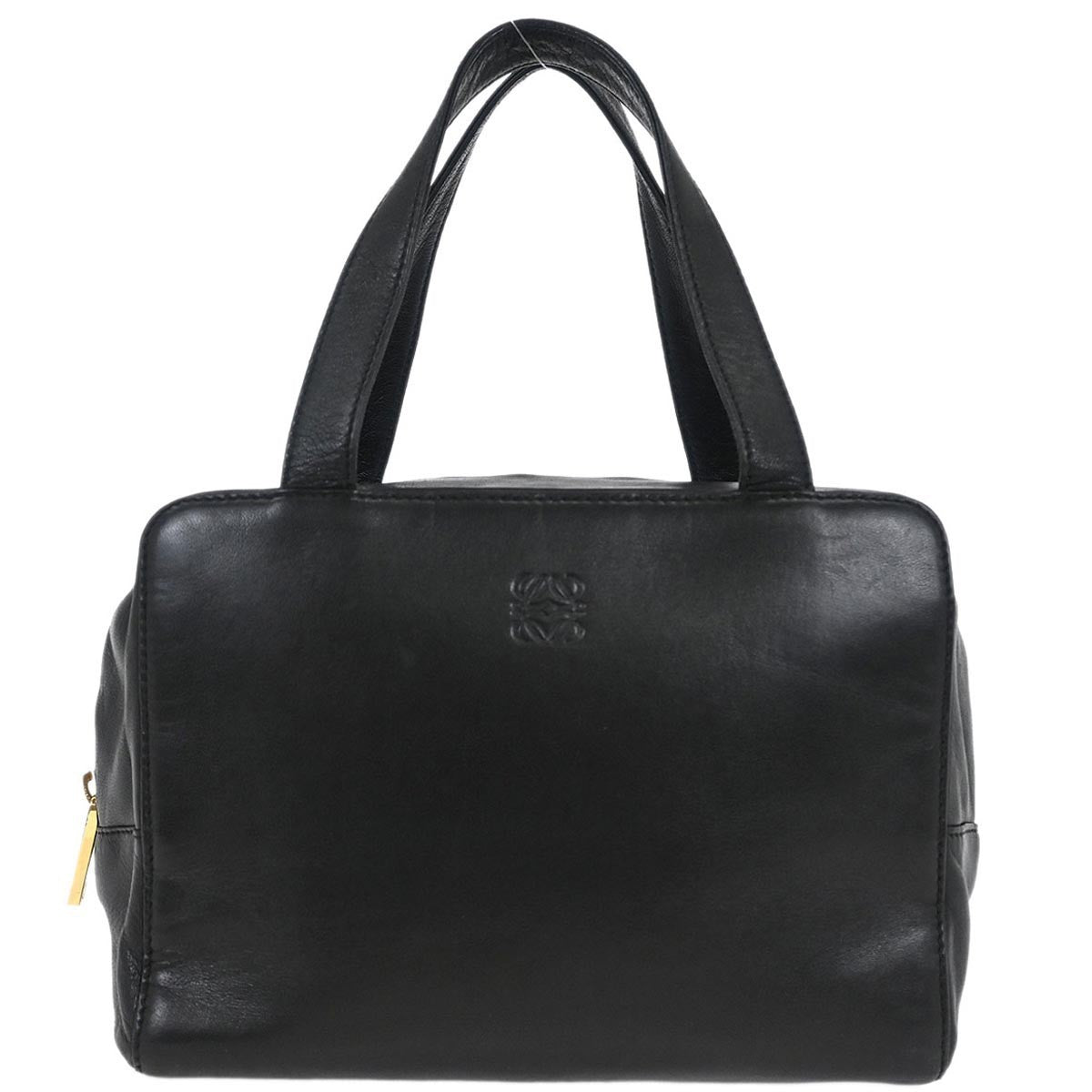 Loewe Anagram Handbag Leather Black Leather Handbag (Authentic  )