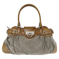Salvatore Ferragamo Gancini Handbag Suede Green Suede Handbag (Authentic  )