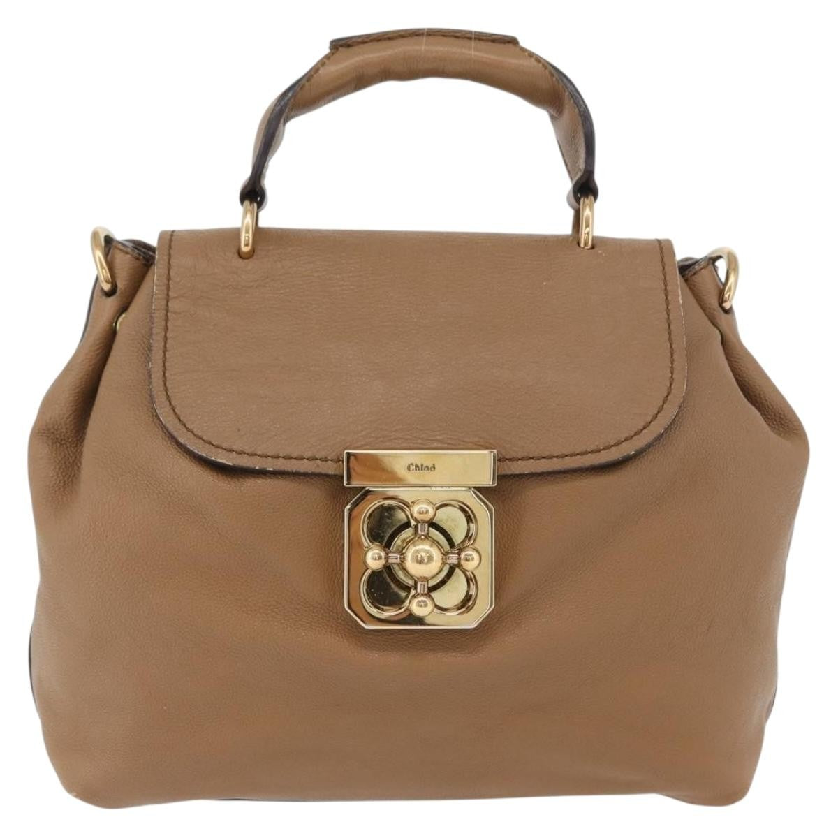 Chloe Elsie Convertible Satchel Leather Brown Leather Handbag (Authentic  )