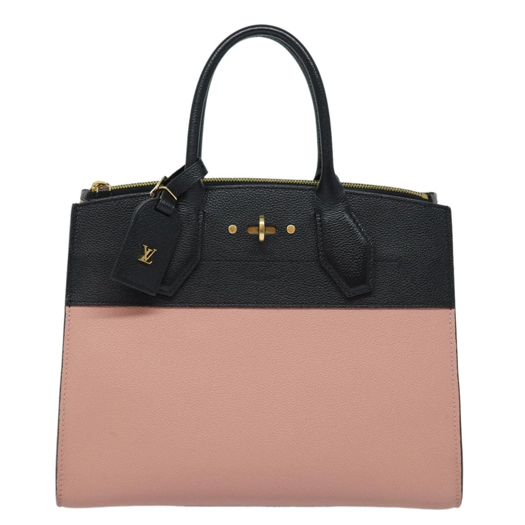 Louis Vuitton City Steamer Handbag Leather Black Leather Handbag (Authentic  )