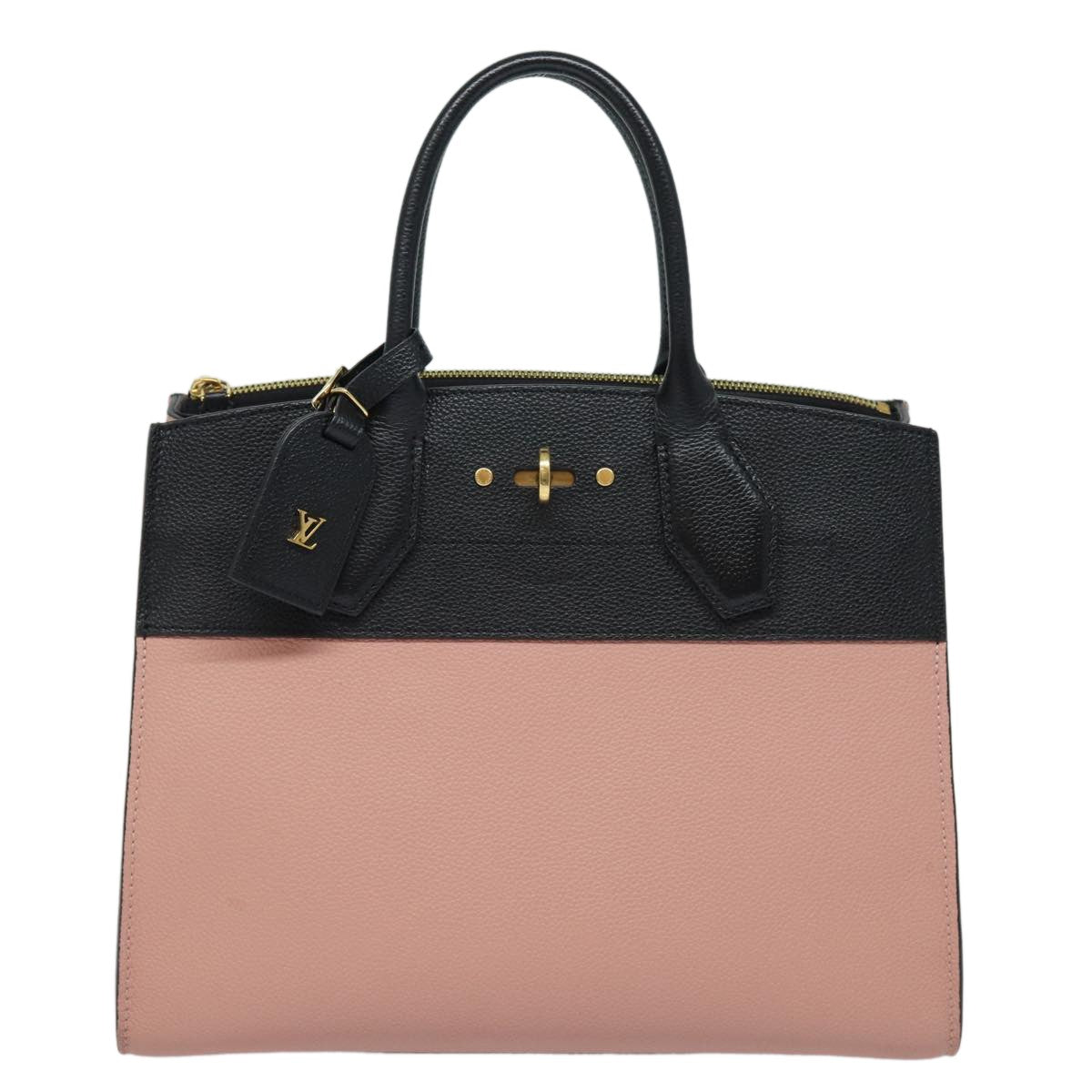 Louis Vuitton City Steamer Handbag Leather Black Leather Handbag (Authentic  )