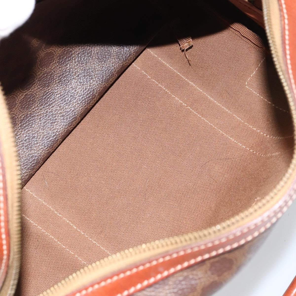 Celine Vintage Macadam Handbag Canvas And Leather Brown Canvas Handbag (Authentic  )