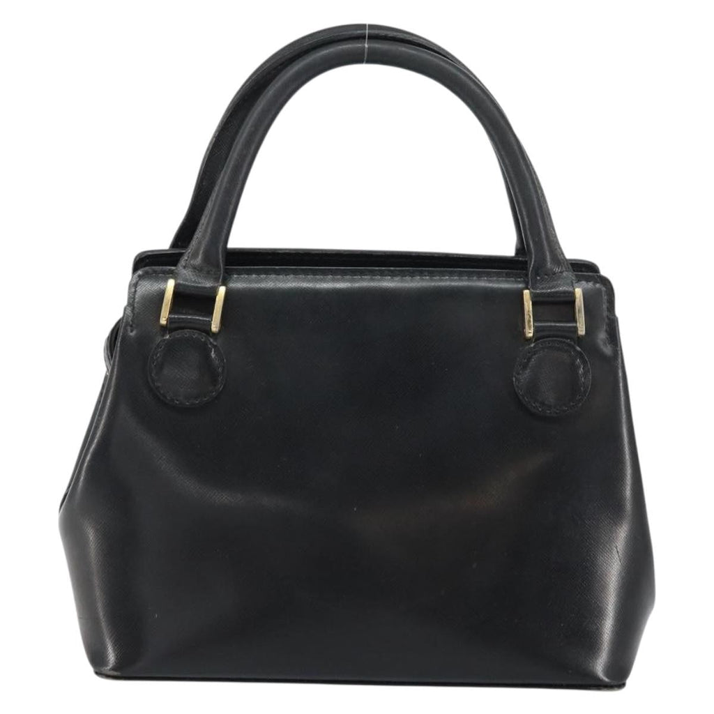 Versace Vintage Handbag Leather Black Leather Handbag (Authentic  )