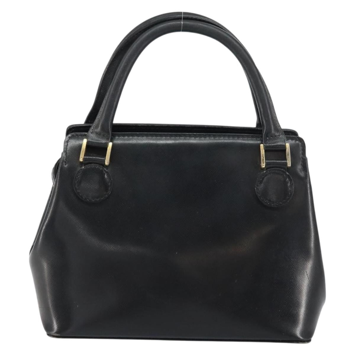 Versace Vintage Handbag Leather Black Leather Handbag (Authentic  )