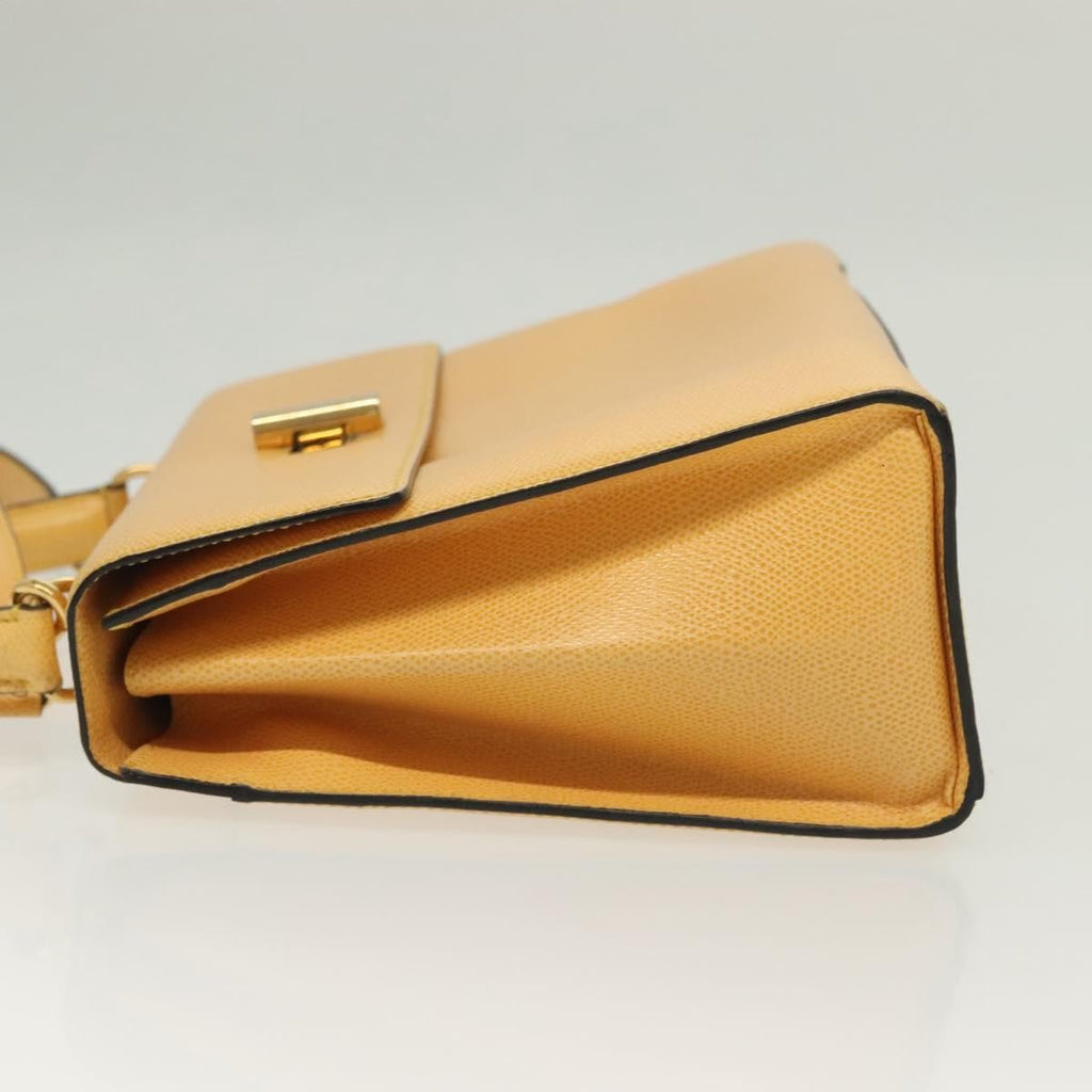 Celine Vintage Convertible Turnlock Top Handle Bag Leather Yellow Leather Bag (Authentic  )