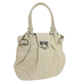 Salvatore Ferragamo Gancini Handbag Leather White Leather Handbag ( )