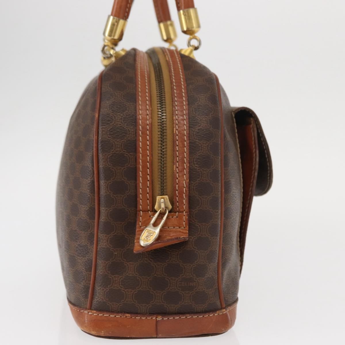 Celine Vintage Macadam Handbag Canvas And Leather Brown Canvas Handbag (Authentic  )
