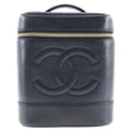 Chanel Vintage Timeless Cosmetic Case Caviar Black Leather Handbag (Authentic  )