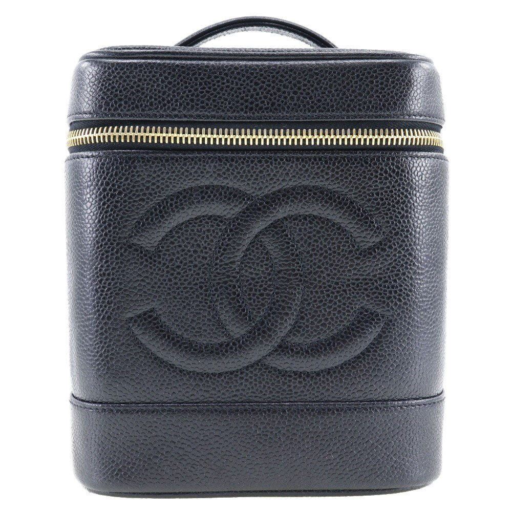 Chanel Vintage Timeless Cosmetic Case Caviar Black Leather Handbag (Authentic  )