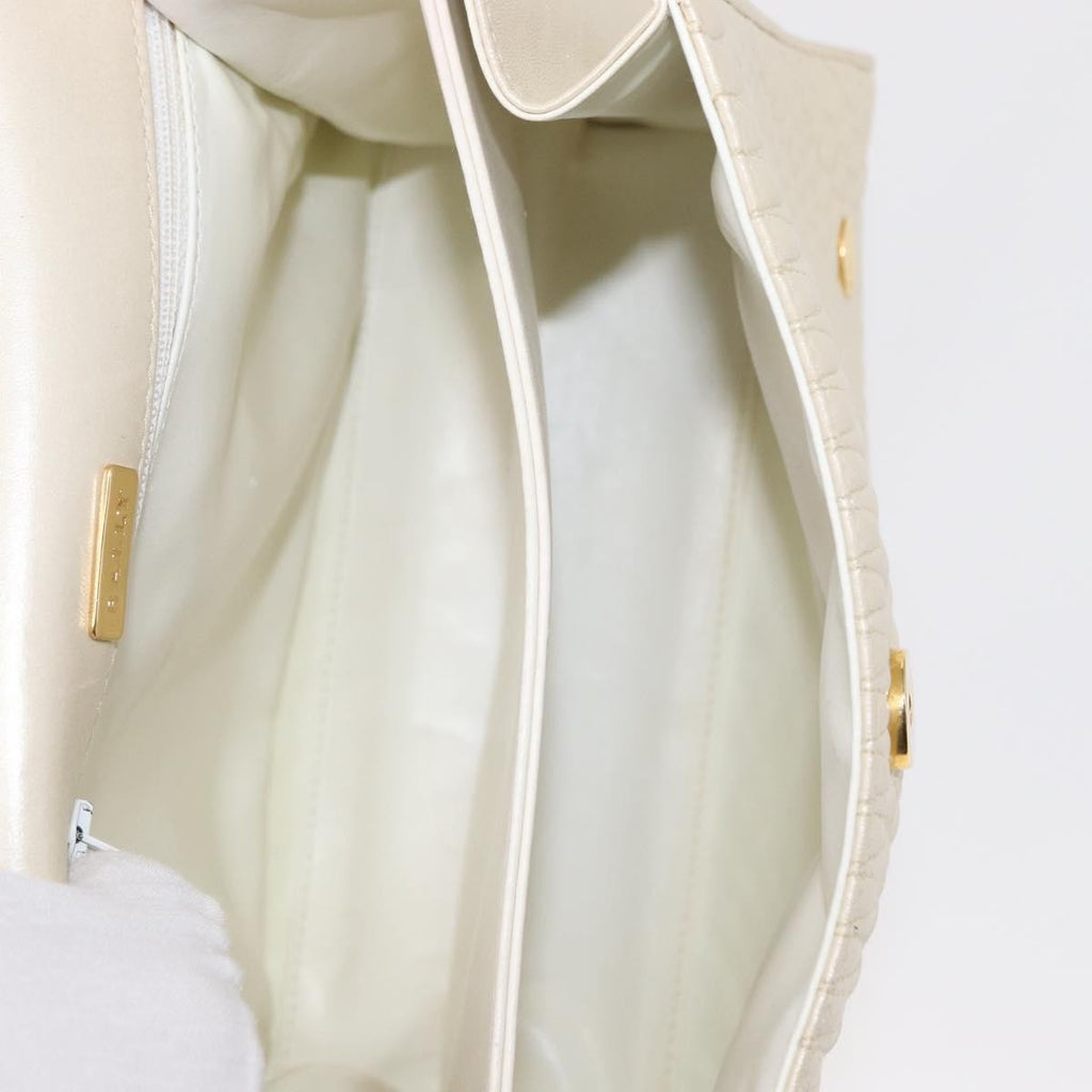 Bally Vintage Handbag Quilted Leather Beige Leather Handbag (Authentic  )