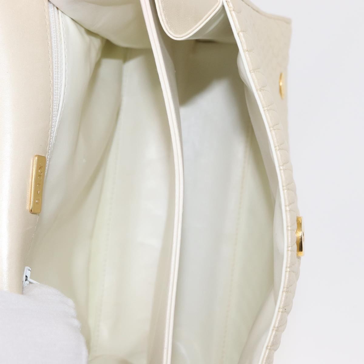 Bally Vintage Handbag Quilted Leather Beige Leather Handbag (Authentic  )