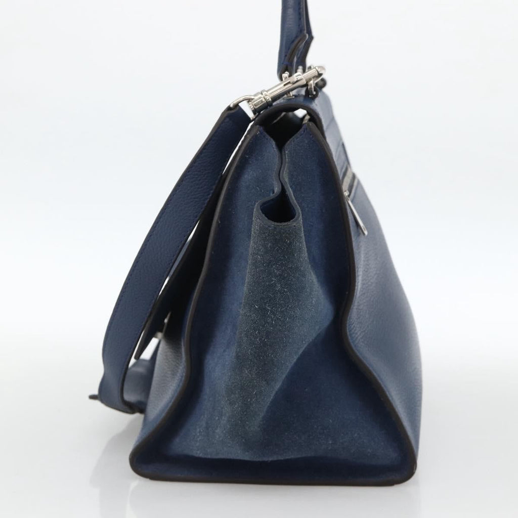 Celine Trapeze Bag Leather Blue Leather Handbag ( )