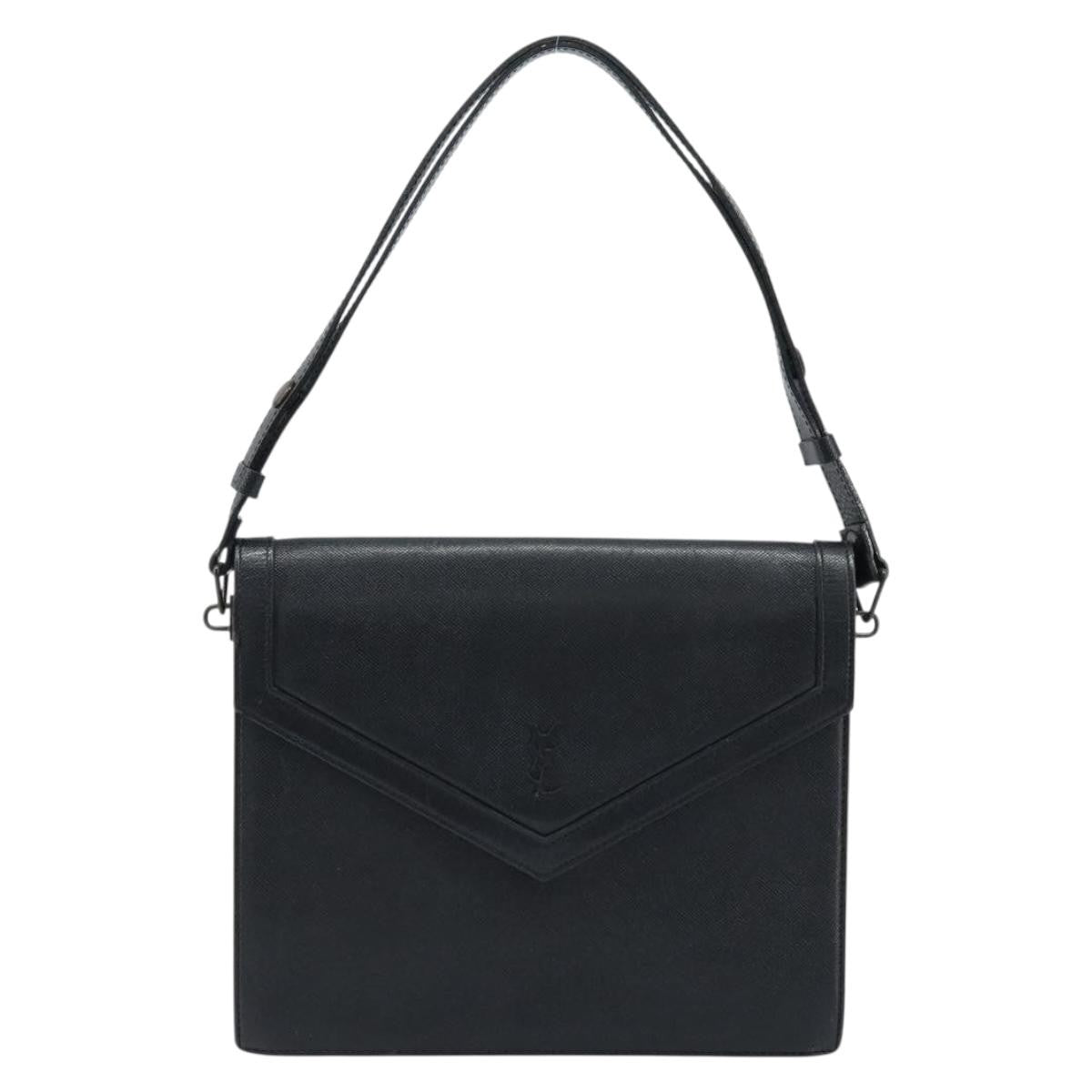 Saint Laurent Vintage Handbag Leather Black Leather Handbag (Authentic  )