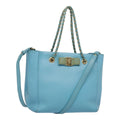 Salvatore Ferragamo Vara Handbag Leather Blue Leather Handbag (Authentic  )