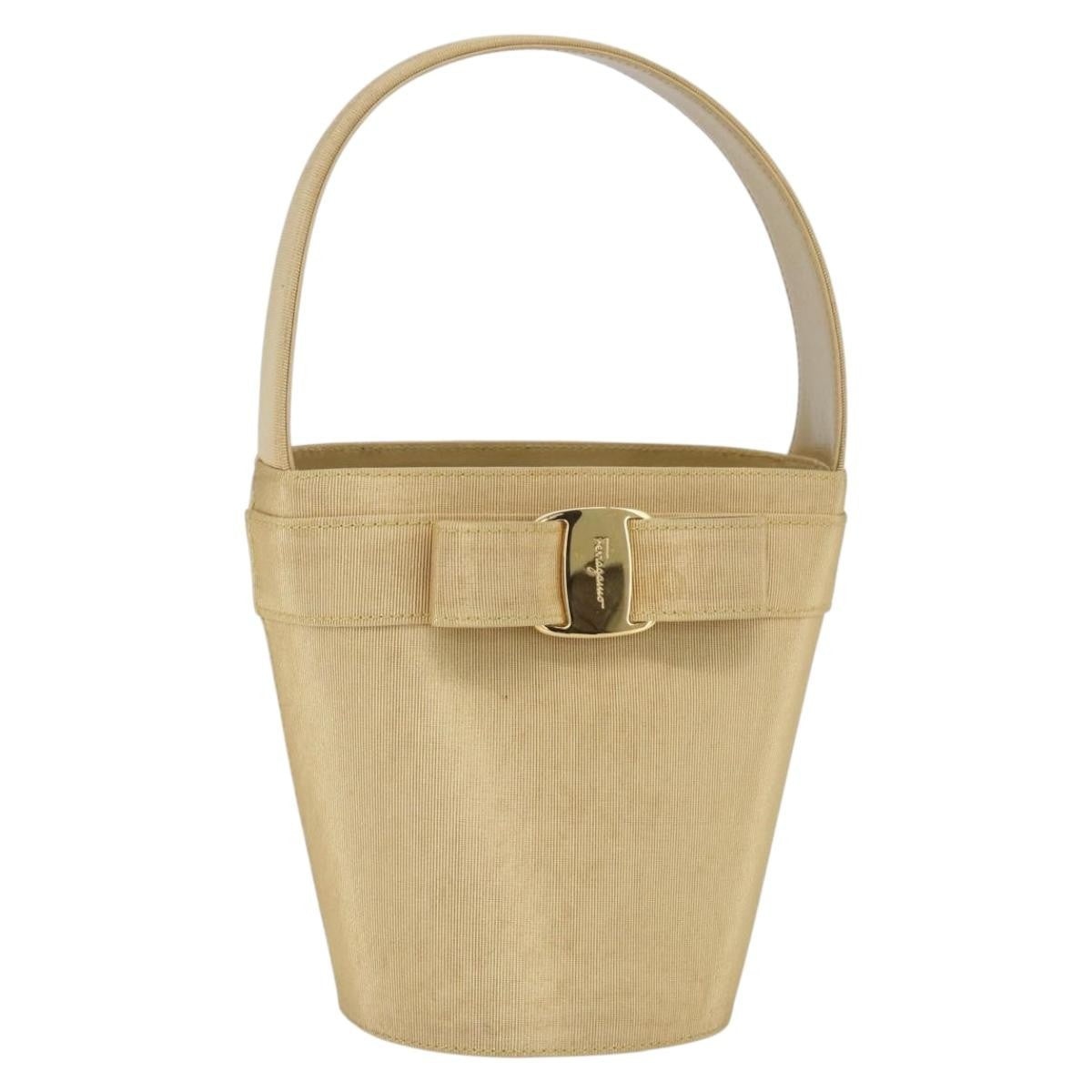 Salvatore Ferragamo Vala Handbag Canvas Yellow Canvas Handbag (Authentic  )