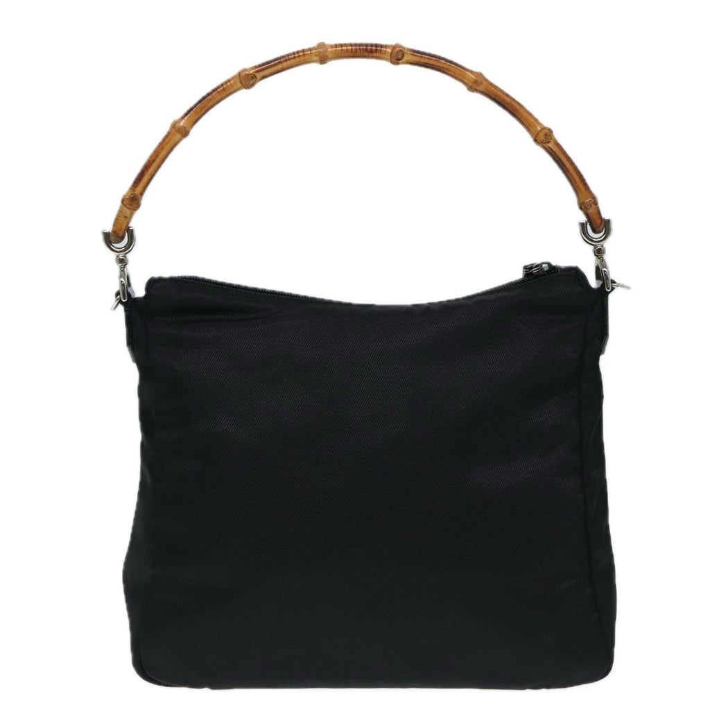 Gucci Vintage Bamboo Handle Bag Nylon Black Nylon Handbag ( )