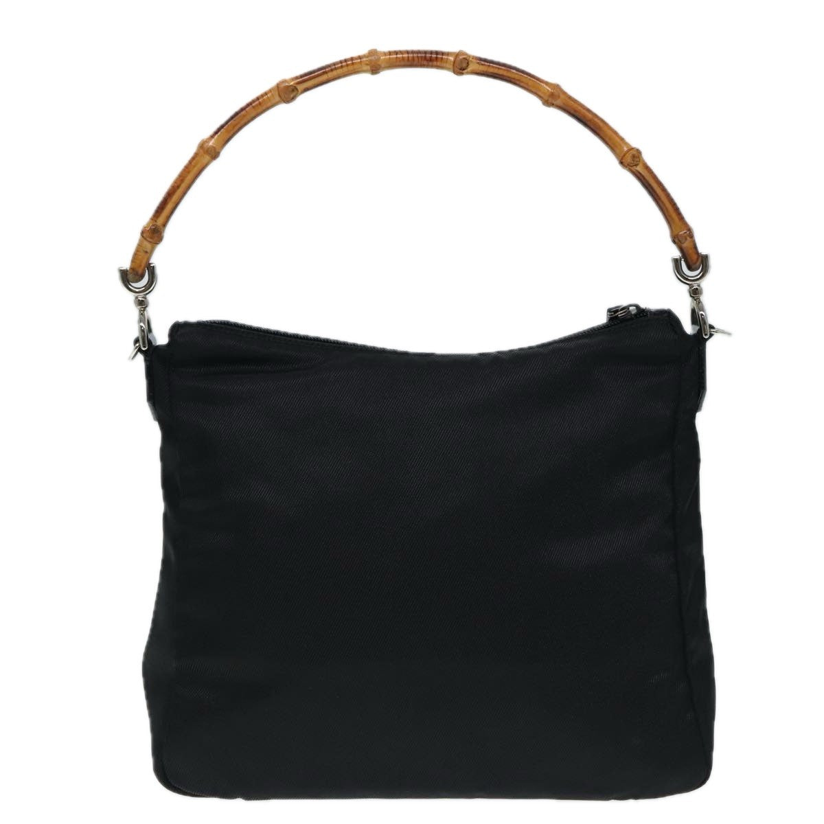 Gucci Vintage Bamboo Handle Bag Nylon Black Nylon Handbag ( )
