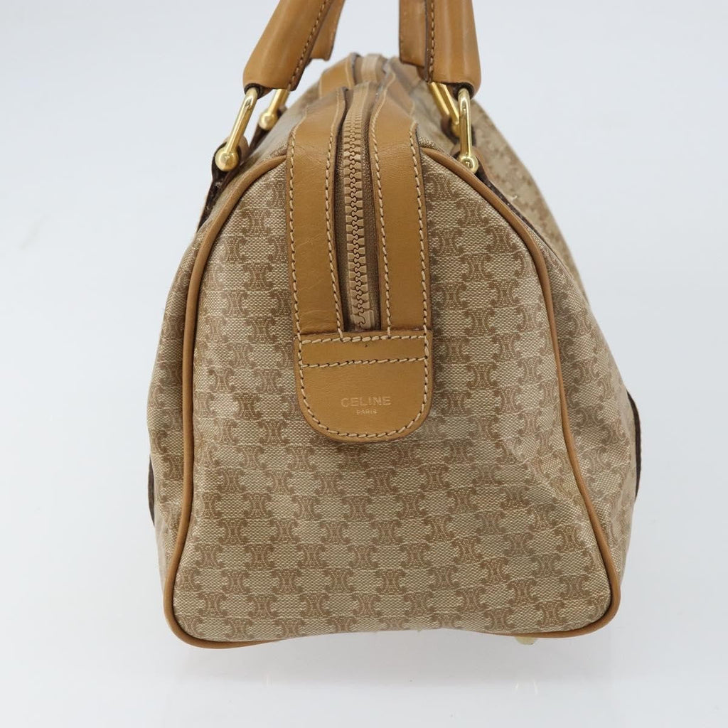 Celine Vintage Macadam Handbag Canvas And Leather Beige Canvas Handbag (Authentic  )