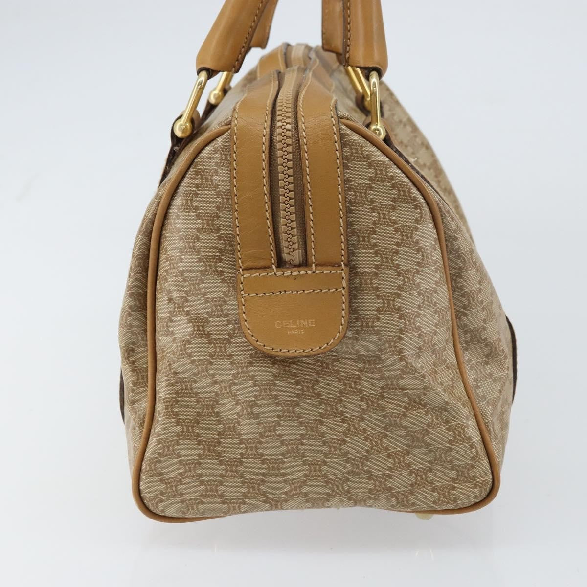 Celine Vintage Macadam Handbag Canvas And Leather Beige Canvas Handbag (Authentic  )
