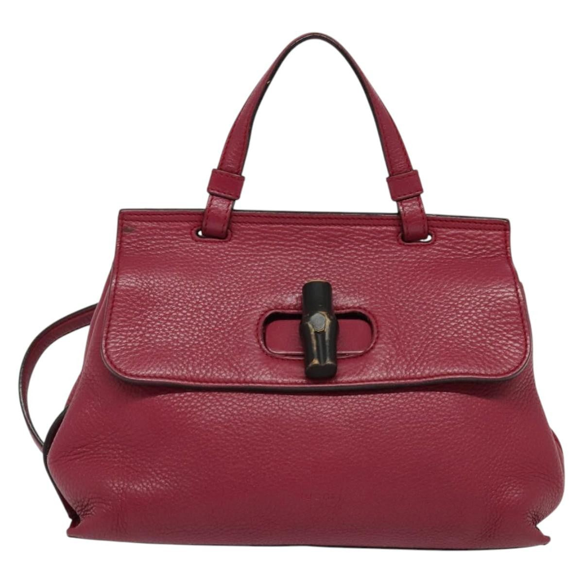 Gucci Bamboo Daily Top Handle Bag Leather Pink Leather Bag (Authentic  )