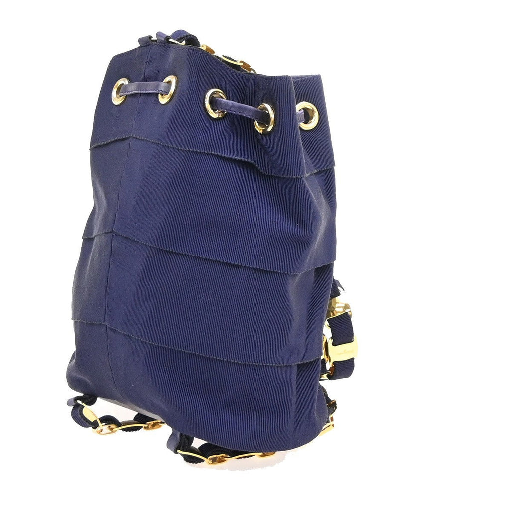 Salvatore Ferragamo Vara Chain Backpack Canvas Purple Canvas Backpack Bag (Authentic  )