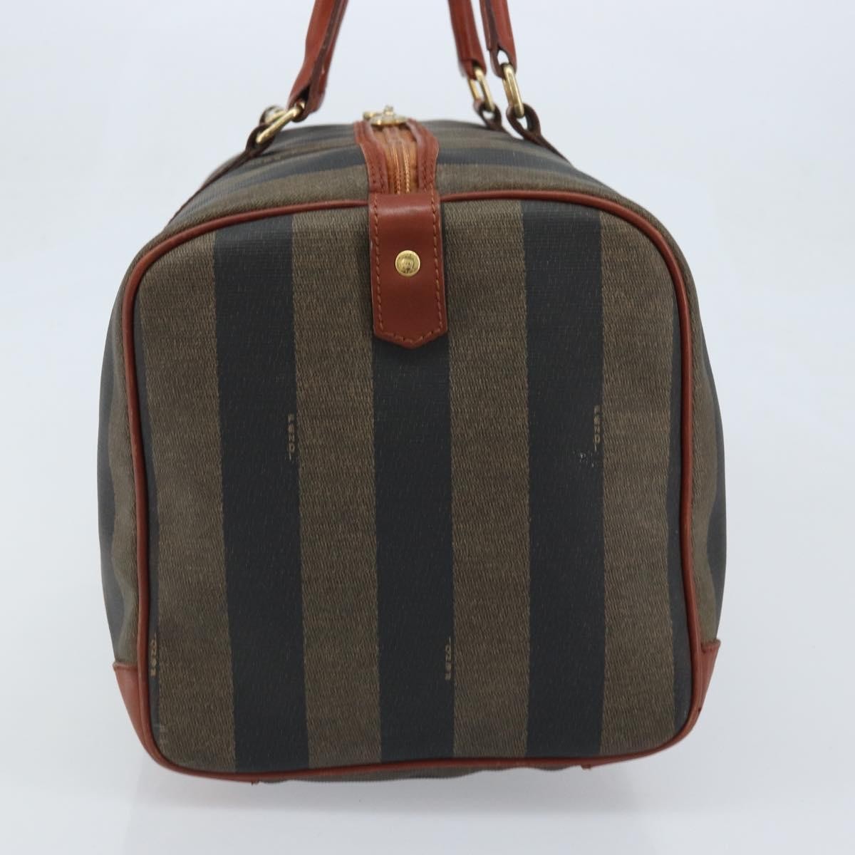 Fendi Vintage Pequin Boston Bag Coated Canvas Brown Canvas Handbag ( )
