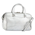 Saint Laurent Classic Duffle Bag Leather Silver Leather Handbag (Authentic  )