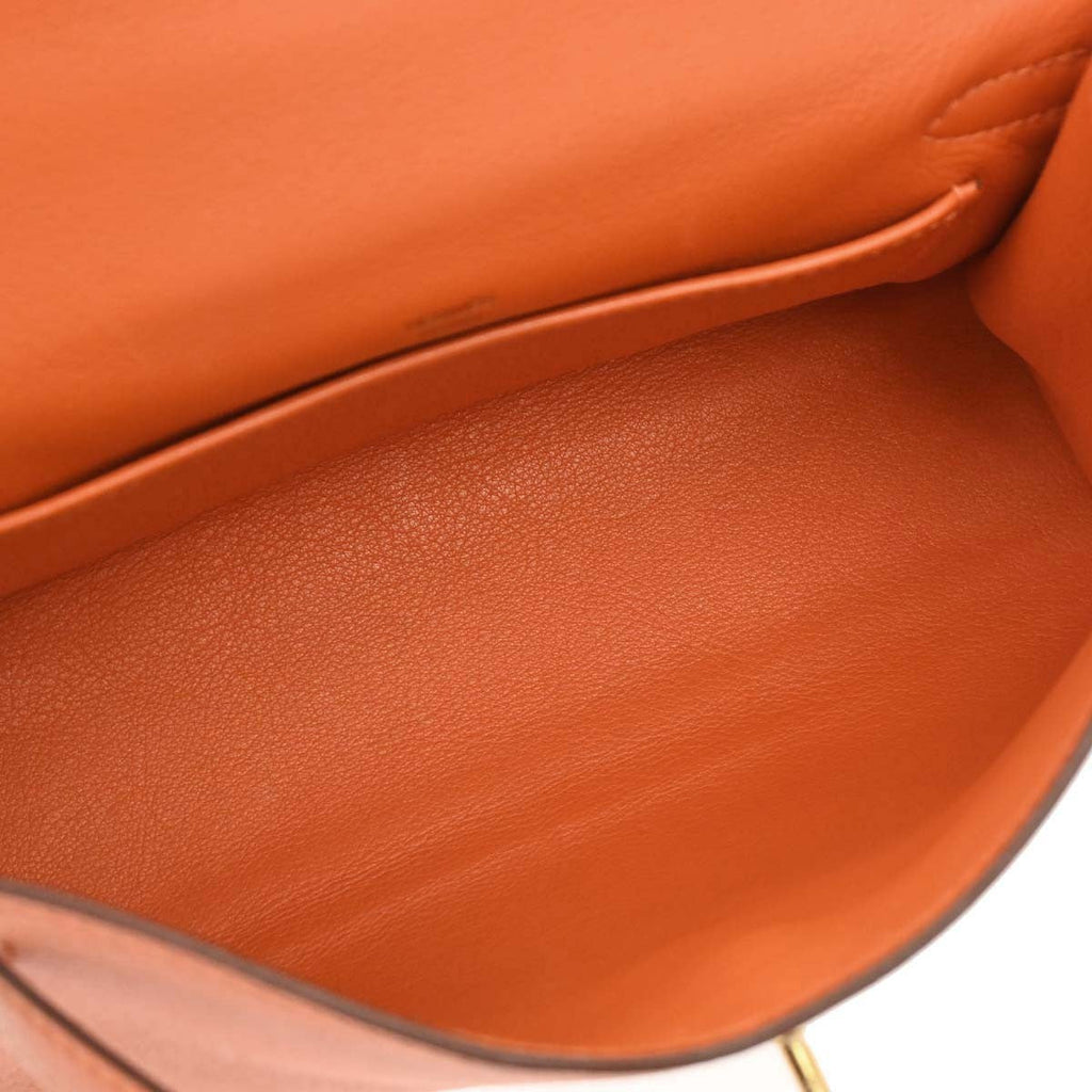 Hermes Kelly Pochette Swift Orange Leather Handbag ( )