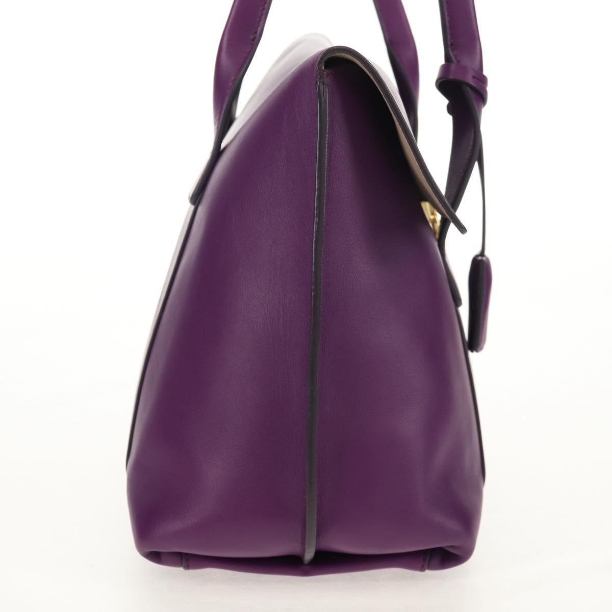 Salvatore Ferragamo Gancini Lock Flap Tote Leather Purple Leather Handbag (Authentic  )