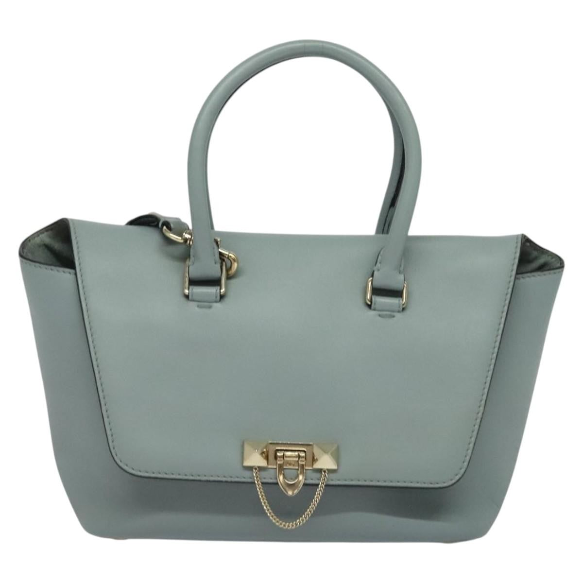Valentino Garavani Demilune Flap Satchel Leather Blue Leather Bag (Authentic  )