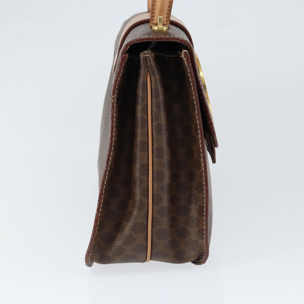 Celine Vintage Macadam Handbag Canvas Brown Pvc Handbag (Authentic  )