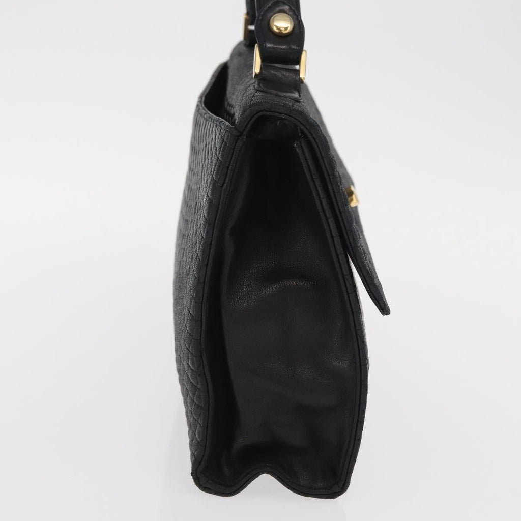 Bally Vintage Handbag Quilted Leather Black Leather Handbag (Authentic  )