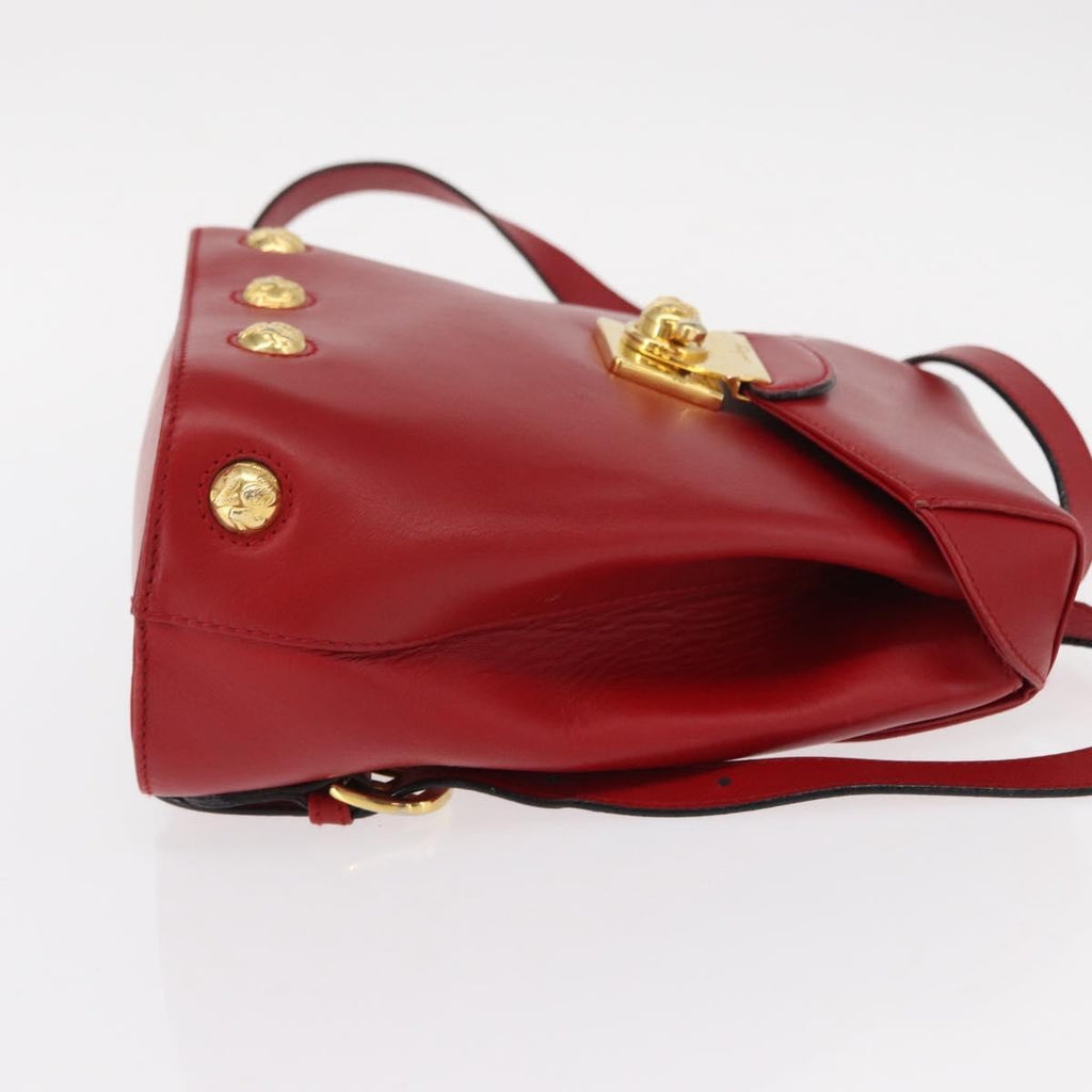 Salvatore Ferragamo Vintage Backpack Leather Red Leather Backpack Bag (Authentic  )