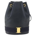 Salvatore Ferragamo Vala Backpack Leather Navy Leather Backpack Bag (Authentic  )