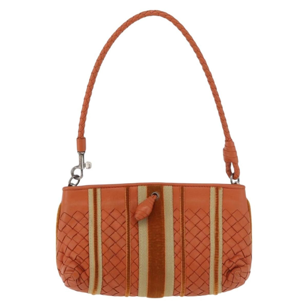 Bottega Veneta Intrecciato Clutch Bag Leather Orange Leather Handbag ( )