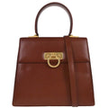 Salvatore Ferragamo Gancini Convertible Top Handle Bag Leather Brown Leather Handbag (Authentic  )