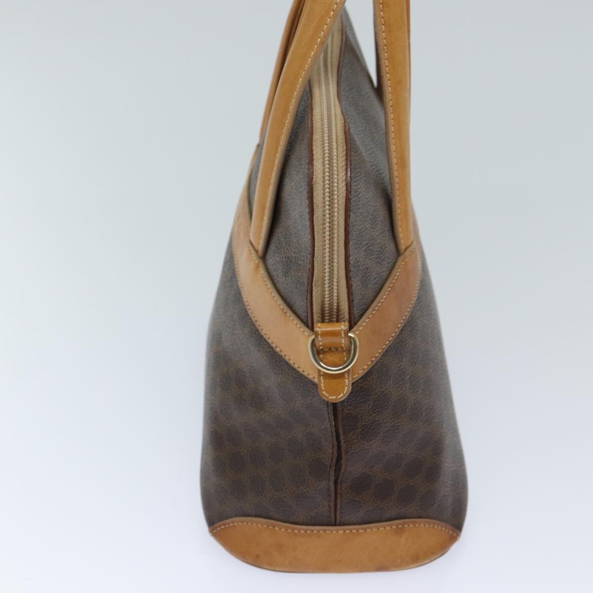 Celine Vintage Macadam Handbag Canvas And Leather Brown Canvas Handbag (Authentic  )