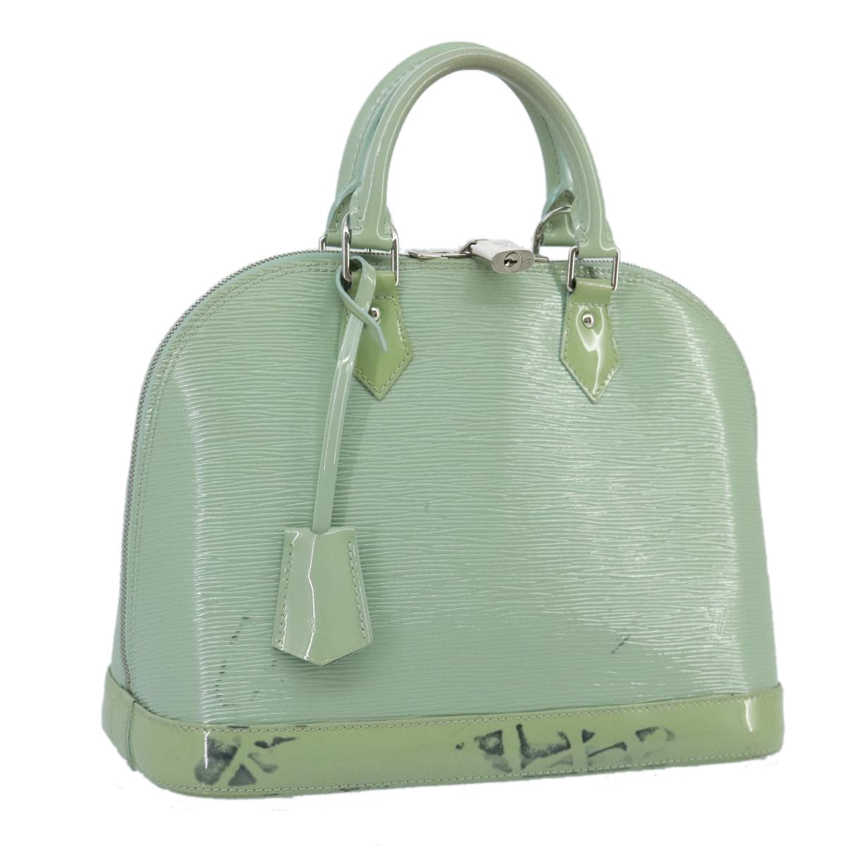 Louis Vuitton Alma Handbag Electric Epi Leather Green Patent_Leather Handbag (Authentic  )
